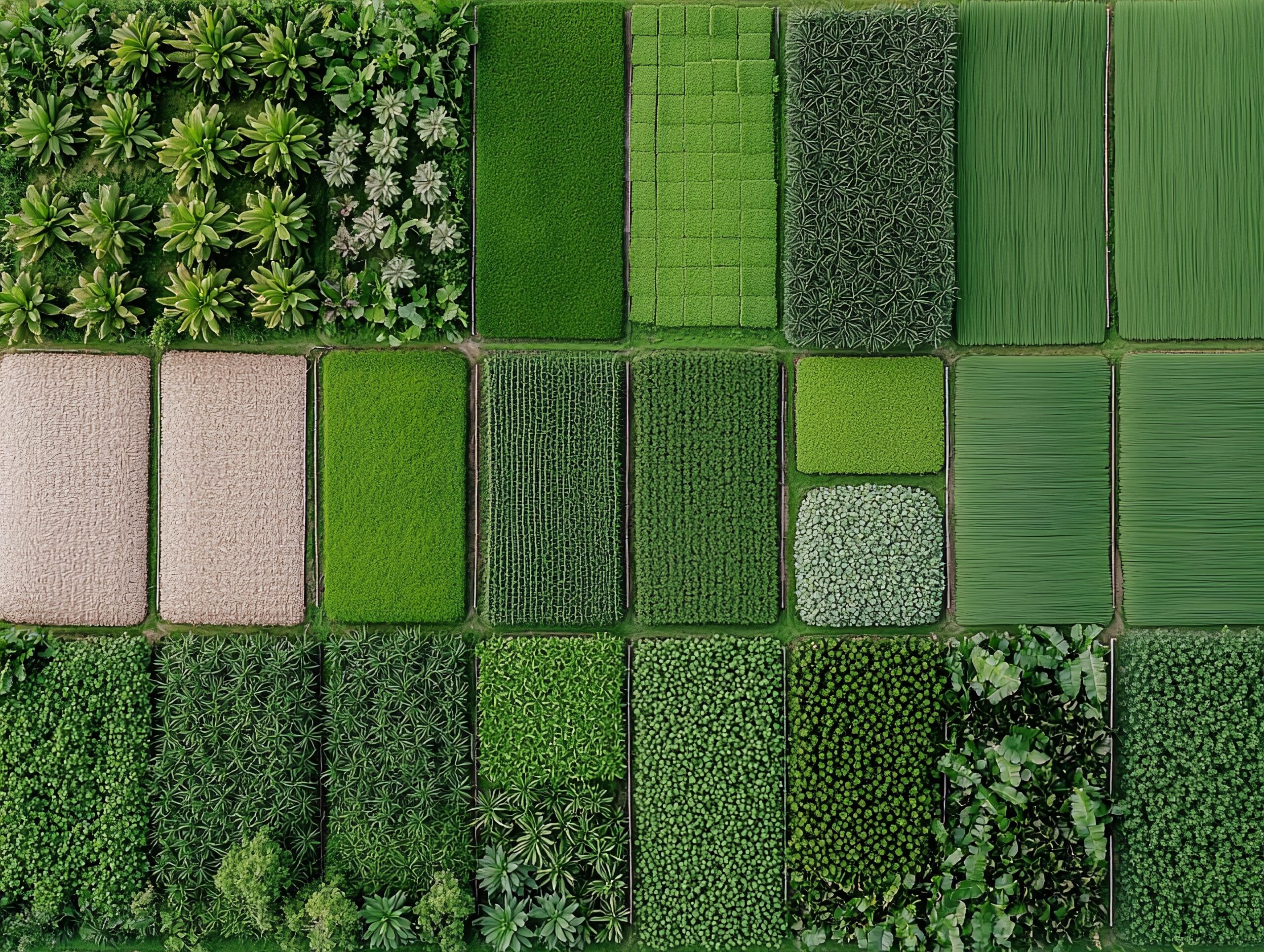 Aerial View of Geometric Farmland Patterns